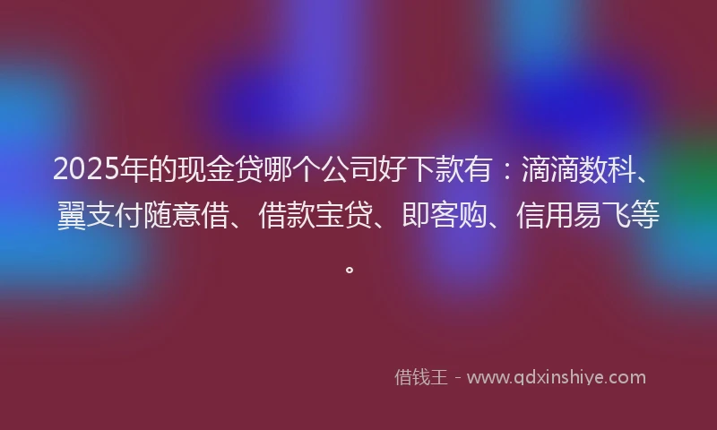 2025年的现金贷哪个公司好下款有：滴滴数科、翼支付随意借、借款宝贷、即客购、信用易飞等。