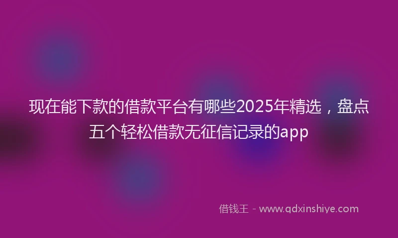 现在能下款的借款平台有哪些2025年精选，盘点五个轻松借款无征信记录的app