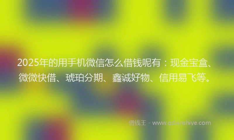 2025年的用手机微信怎么借钱呢有：现金宝盒、微微快借、琥珀分期、鑫诚好物、信用易飞等。
