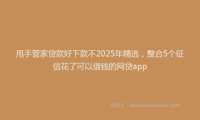 甩手管家贷款好下款不2025年精选，整合5个征信花了可以借钱的网贷app