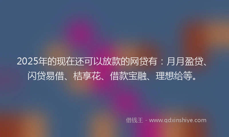2025年的现在还可以放款的网贷有：月月盈贷、闪贷易借、桔享花、借款宝融、理想给等。