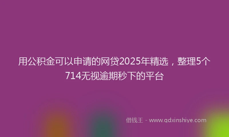 用公积金可以申请的网贷2025年精选，整理5个714无视逾期秒下的平台