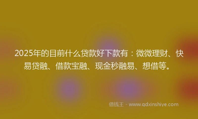 2025年的目前什么贷款好下款有：微微理财、快易贷融、借款宝融、现金秒融易、想借等。