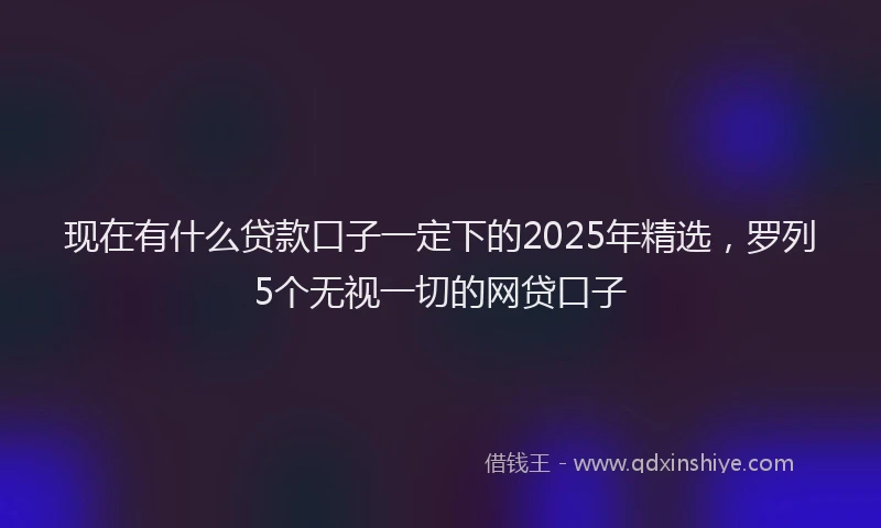 现在有什么贷款口子一定下的2025年精选，罗列5个无视一切的网贷口子