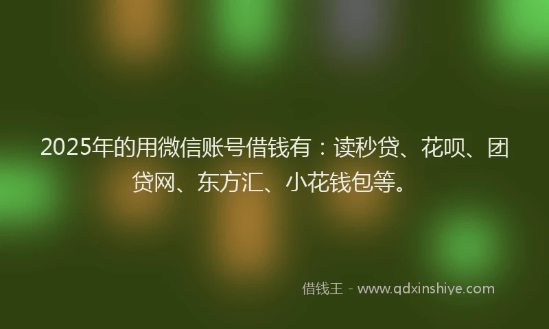 2025年的用微信账号借钱有：读秒贷、花呗、团贷网、东方汇、小花钱包等。