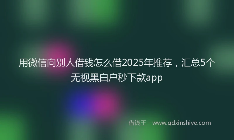 用微信向别人借钱怎么借2025年推荐，汇总5个无视黑白户秒下款app
