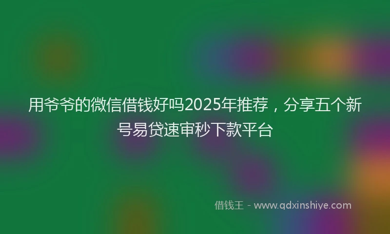 用爷爷的微信借钱好吗2025年推荐，分享五个新号易贷速审秒下款平台