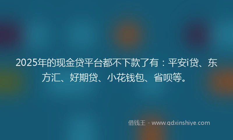 2025年的现金贷平台都不下款了有：平安i贷、东方汇、好期贷、小花钱包、省呗等。