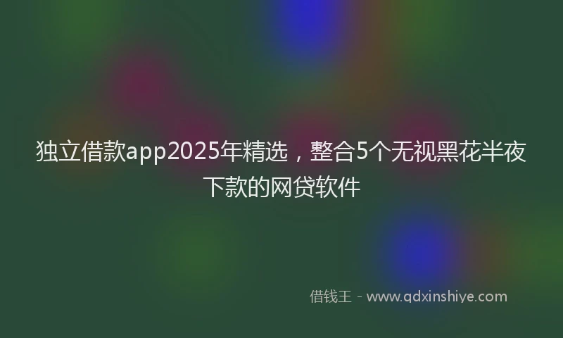 独立借款app2025年精选，整合5个无视黑花半夜下款的网贷软件