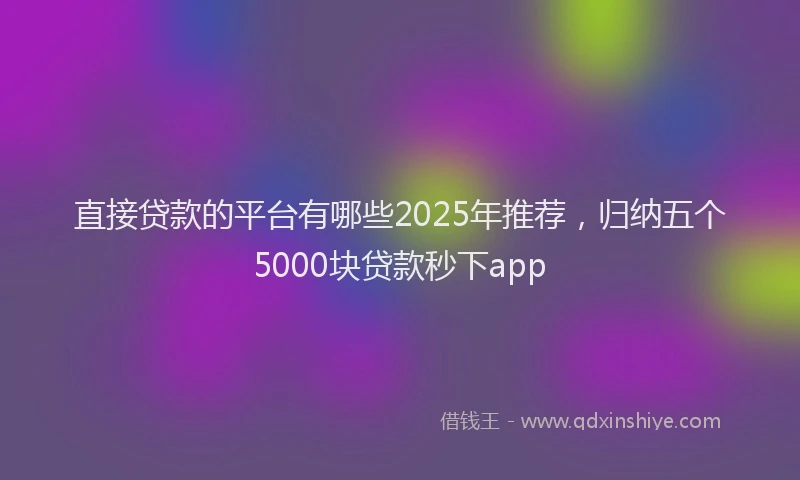 直接贷款的平台有哪些2025年推荐，归纳五个5000块贷款秒下app