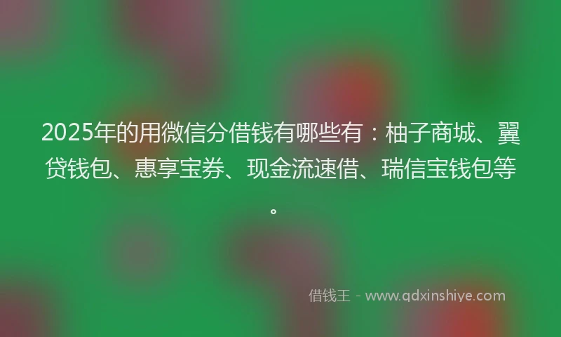 2025年的用微信分借钱有哪些有：柚子商城、翼贷钱包、惠享宝券、现金流速借、瑞信宝钱包等。