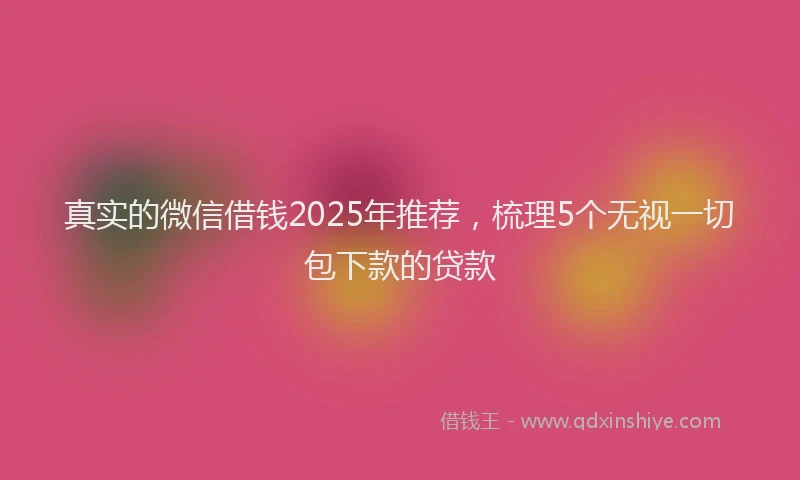 真实的微信借钱2025年推荐，梳理5个无视一切包下款的贷款