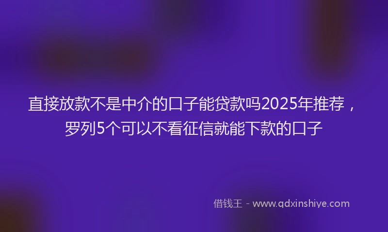 直接放款不是中介的口子能贷款吗2025年推荐，罗列5个可以不看征信就能下款的口子