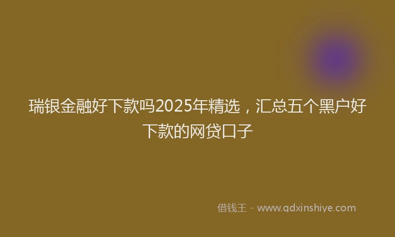 瑞银金融好下款吗2025年精选，汇总五个黑户好下款的网贷口子
