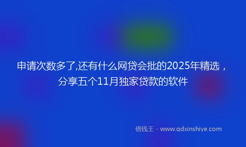 申请次数多了,还有什么网贷会批的2025年精选，分享五个11月独家贷款的软件