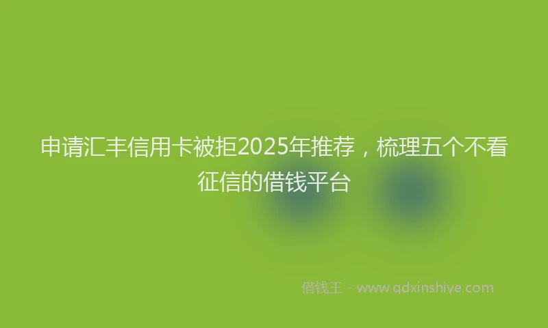 申请汇丰信用卡被拒2025年推荐，梳理五个不看征信的借钱平台