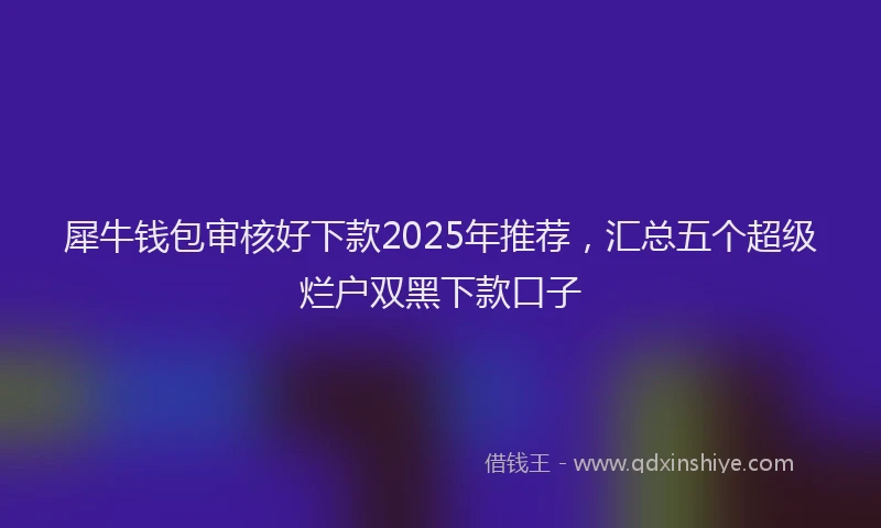 犀牛钱包审核好下款2025年推荐，汇总五个超级烂户双黑下款口子