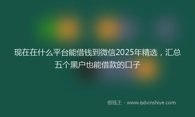 现在在什么平台能借钱到微信2025年精选，汇总五个黑户也能借款的口子