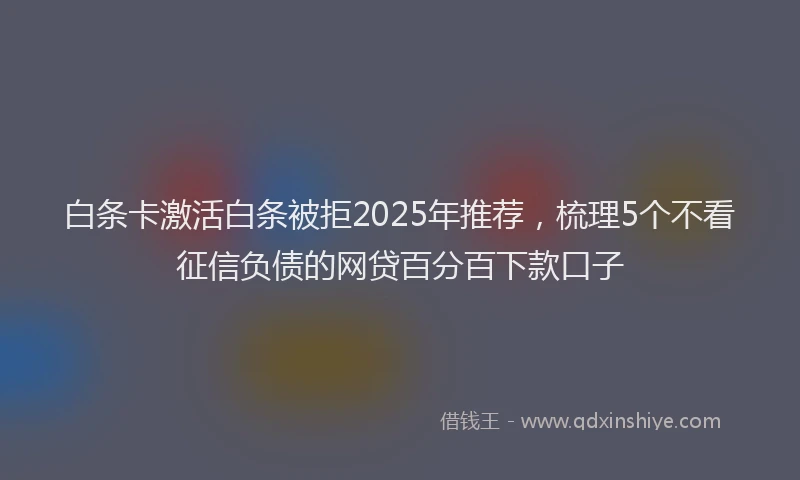 白条卡激活白条被拒2025年推荐，梳理5个不看征信负债的网贷百分百下款口子