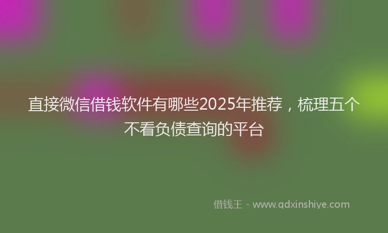 直接微信借钱软件有哪些2025年推荐，梳理五个不看负债查询的平台