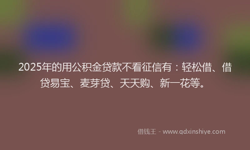 2025年的用公积金贷款不看征信有：轻松借、借贷易宝、麦芽贷、天天购、新一花等。