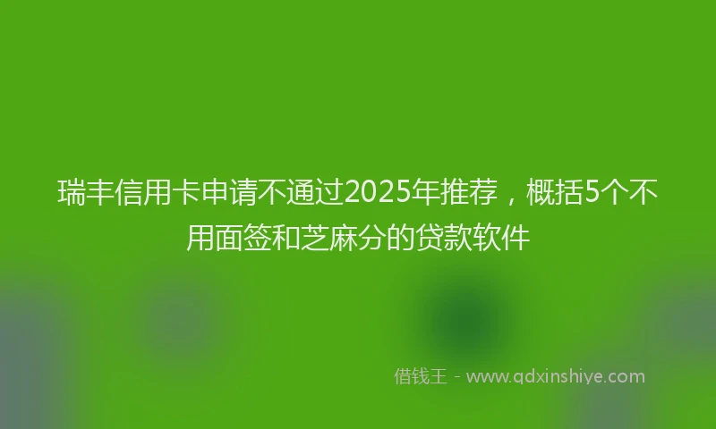 瑞丰信用卡申请不通过2025年推荐，概括5个不用面签和芝麻分的贷款软件