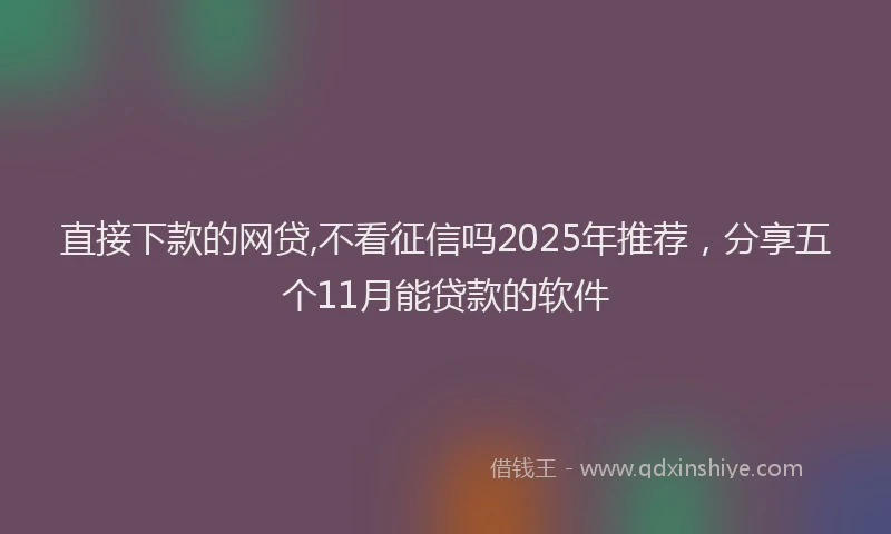 直接下款的网贷,不看征信吗2025年推荐，分享五个11月能贷款的软件