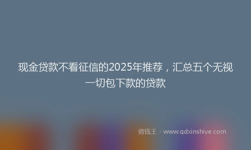 现金贷款不看征信的2025年推荐，汇总五个无视一切包下款的贷款
