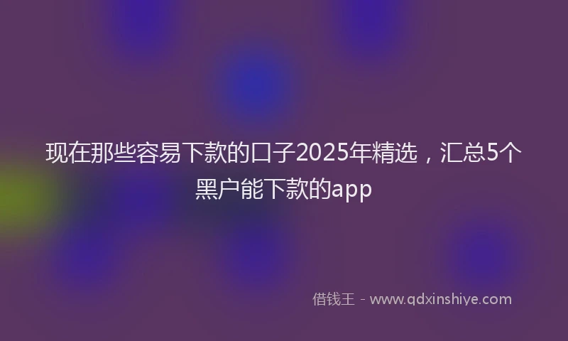 现在那些容易下款的口子2025年精选，汇总5个黑户能下款的app