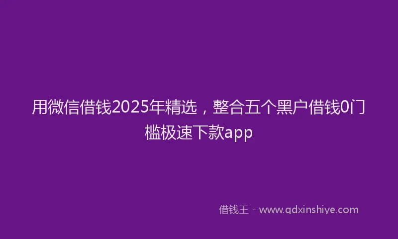 用微信借钱2025年精选，整合五个黑户借钱0门槛极速下款app