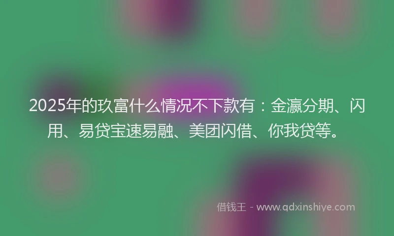 2025年的玖富什么情况不下款有：金瀛分期、闪用、易贷宝速易融、美团闪借、你我贷等。
