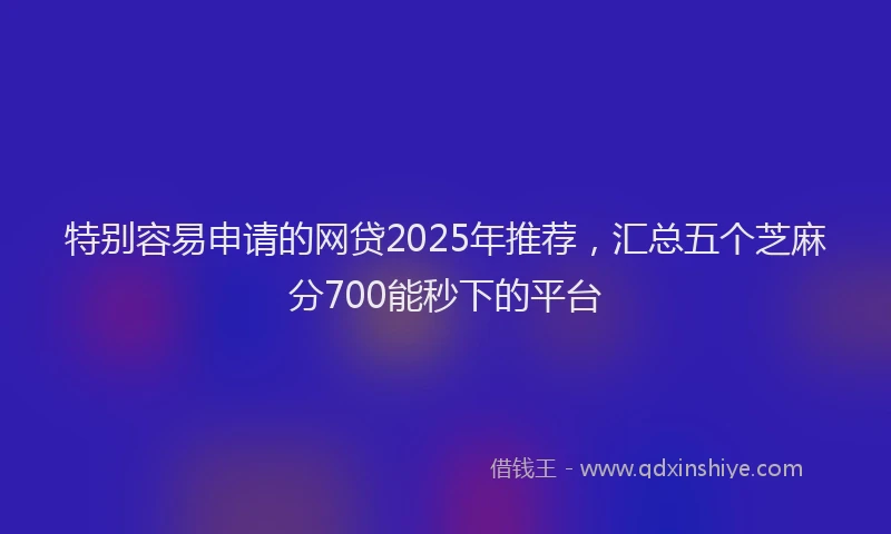 特别容易申请的网贷2025年推荐，汇总五个芝麻分700能秒下的平台