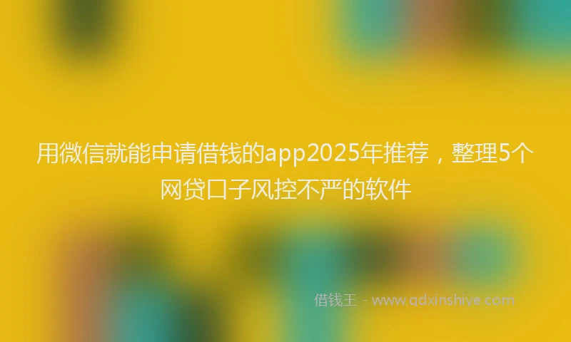 用微信就能申请借钱的app2025年推荐，整理5个网贷口子风控不严的软件