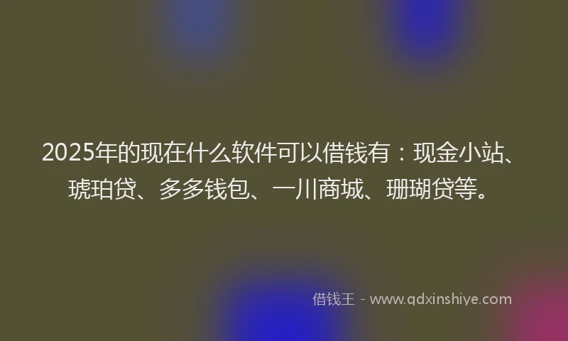 2025年的现在什么软件可以借钱有：现金小站、琥珀贷、多多钱包、一川商城、珊瑚贷等。