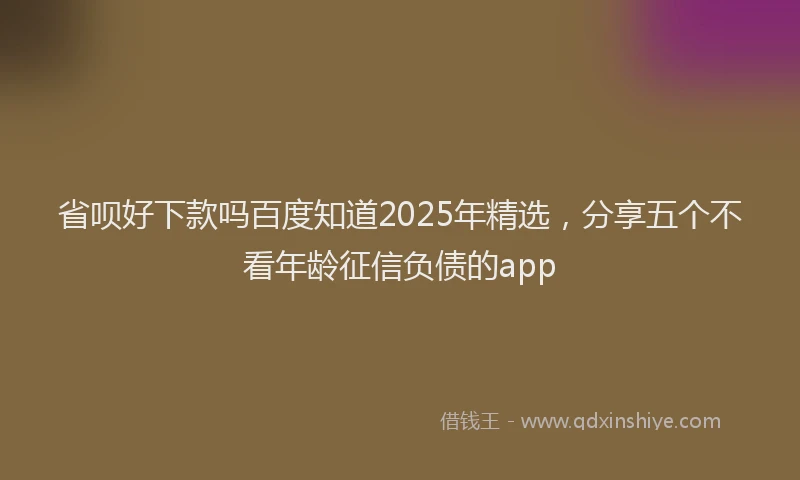 省呗好下款吗百度知道2025年精选，分享五个不看年龄征信负债的app