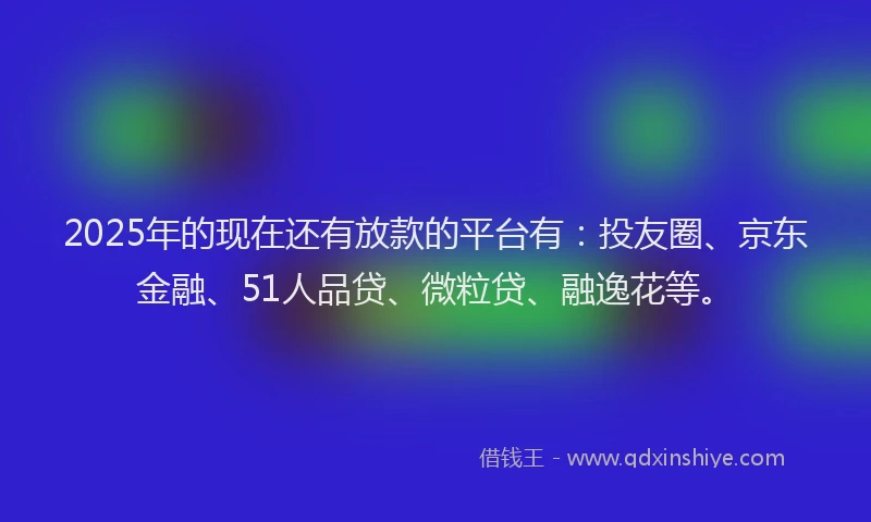 2025年的现在还有放款的平台有：投友圈、京东金融、51人品贷、微粒贷、融逸花等。