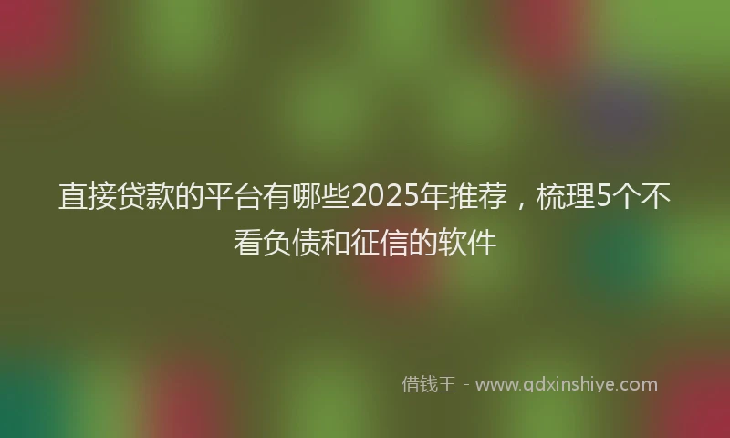 直接贷款的平台有哪些2025年推荐，梳理5个不看负债和征信的软件