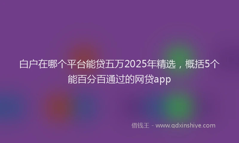 白户在哪个平台能贷五万2025年精选，概括5个能百分百通过的网贷app
