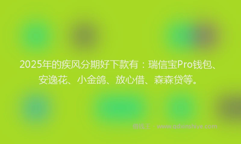 2025年的疾风分期好下款有：瑞信宝Pro钱包、安逸花、小金鸽、放心借、森森贷等。