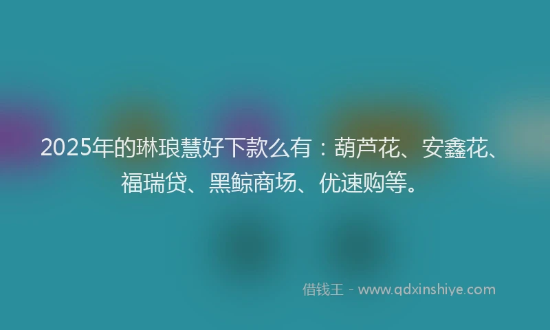 2025年的琳琅慧好下款么有：葫芦花、安鑫花、福瑞贷、黑鲸商场、优速购等。