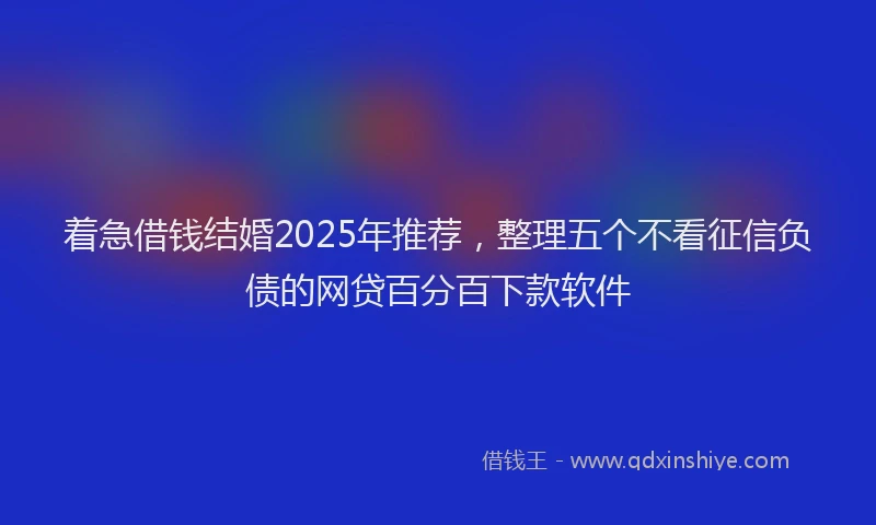 着急借钱结婚2025年推荐，整理五个不看征信负债的网贷百分百下款软件