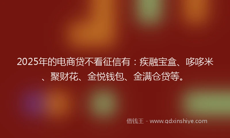 2025年的电商贷不看征信有：疾融宝盒、哆哆米、聚财花、金悦钱包、金满仓贷等。