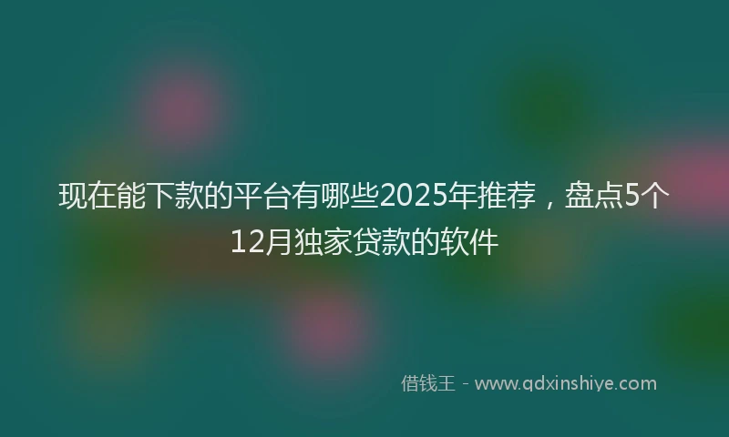 现在能下款的平台有哪些2025年推荐，盘点5个12月独家贷款的软件