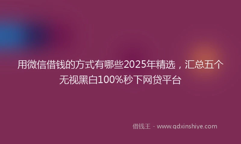 用微信借钱的方式有哪些2025年精选，汇总五个无视黑白100%秒下网贷平台