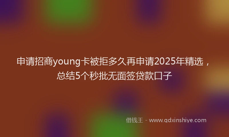 申请招商young卡被拒多久再申请2025年精选，总结5个秒批无面签贷款口子