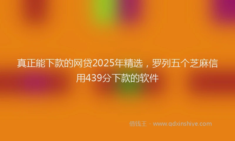 真正能下款的网贷2025年精选，罗列五个芝麻信用439分下款的软件