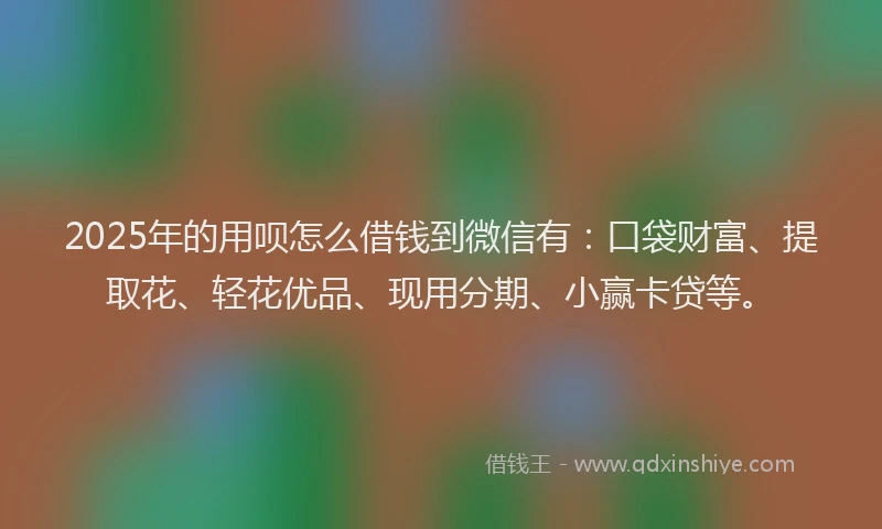 2025年的用呗怎么借钱到微信有：口袋财富、提取花、轻花优品、现用分期、小赢卡贷等。