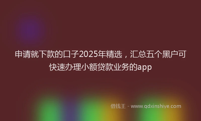 申请就下款的口子2025年精选，汇总五个黑户可快速办理小额贷款业务的app