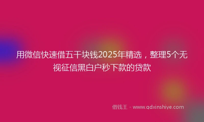 用微信快速借五干块钱2025年精选，整理5个无视征信黑白户秒下款的贷款