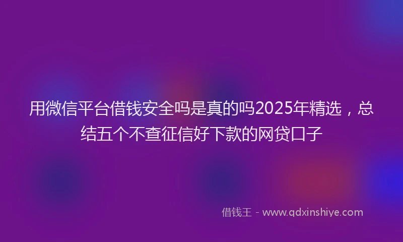 用微信平台借钱安全吗是真的吗2025年精选，总结五个不查征信好下款的网贷口子